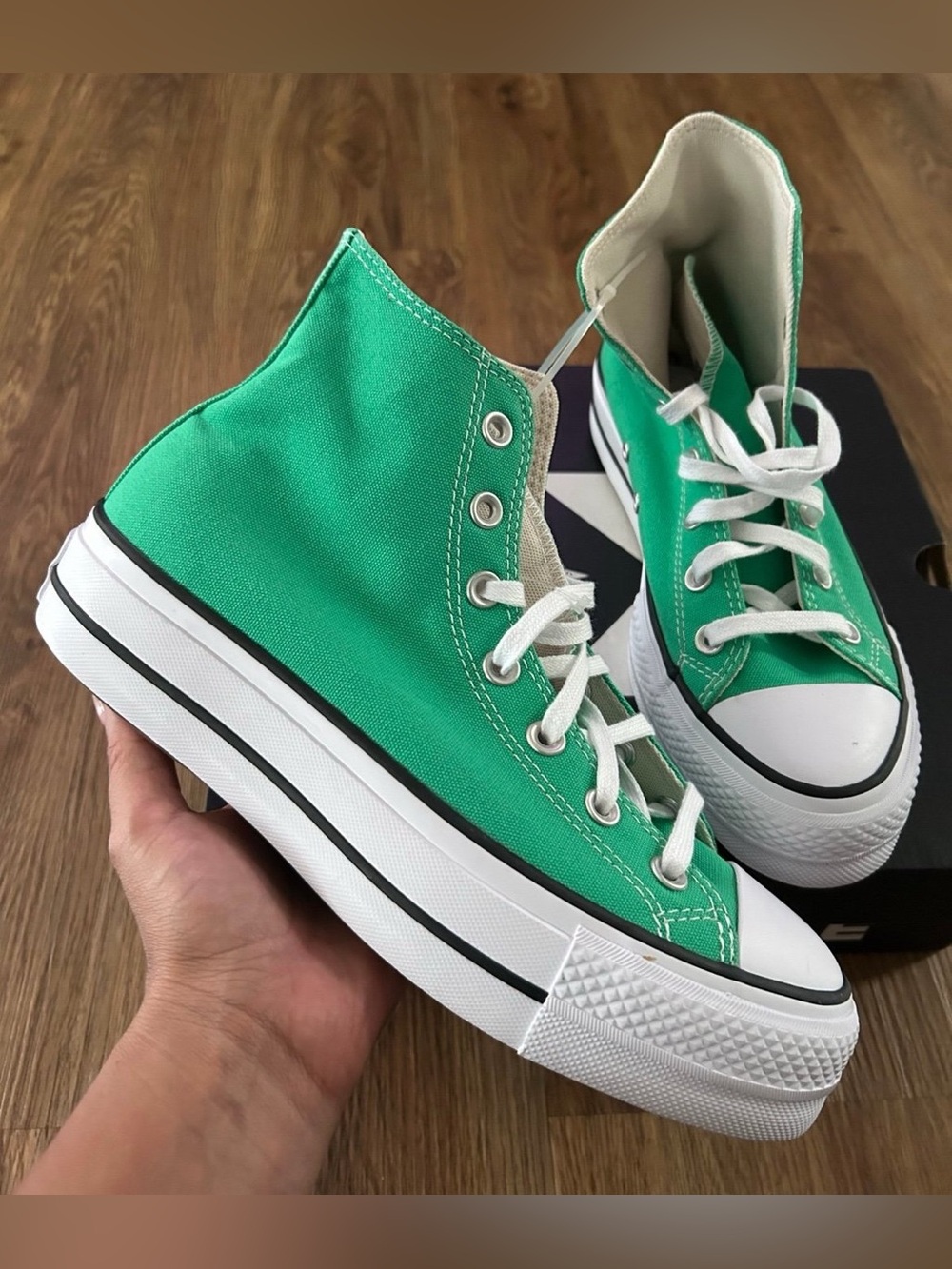 CONVERSE Ctas Lift platform green hi top lace up shoes sneakers women’s 7 new